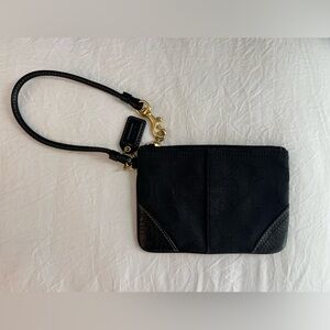Coach Black Wristlet with Gold Accents